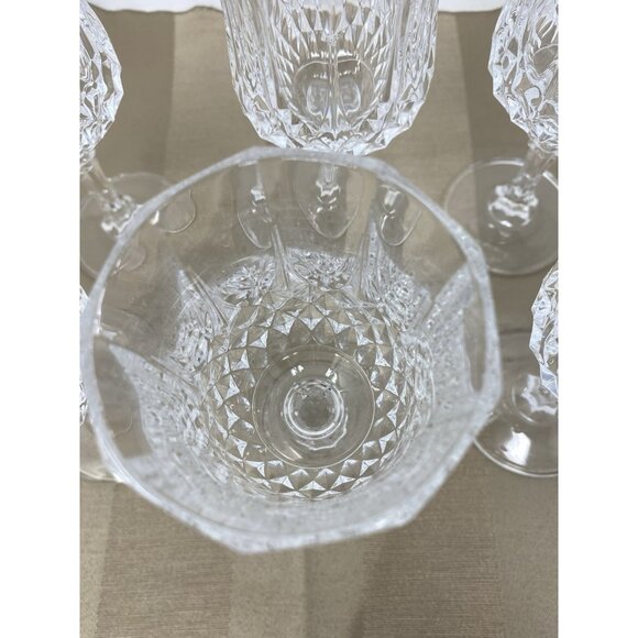 Vintage Cristal d'Arques Durand Longchamp Cut Crystal Wine Glasses Set 7 France - Picture 8 of 10